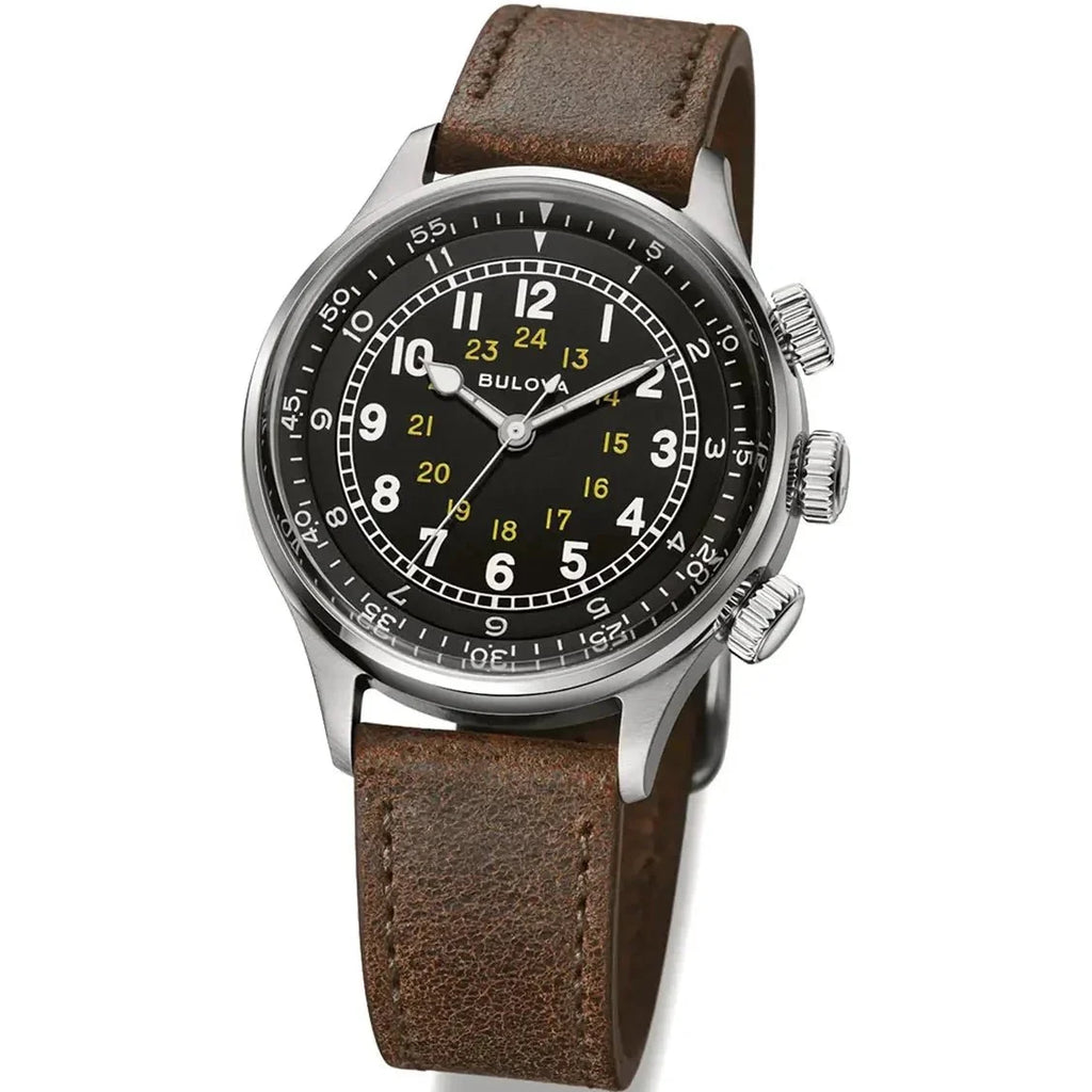 Bulova A 15 Pilot Auto Mens Black Watch 96a245 -korean beauty