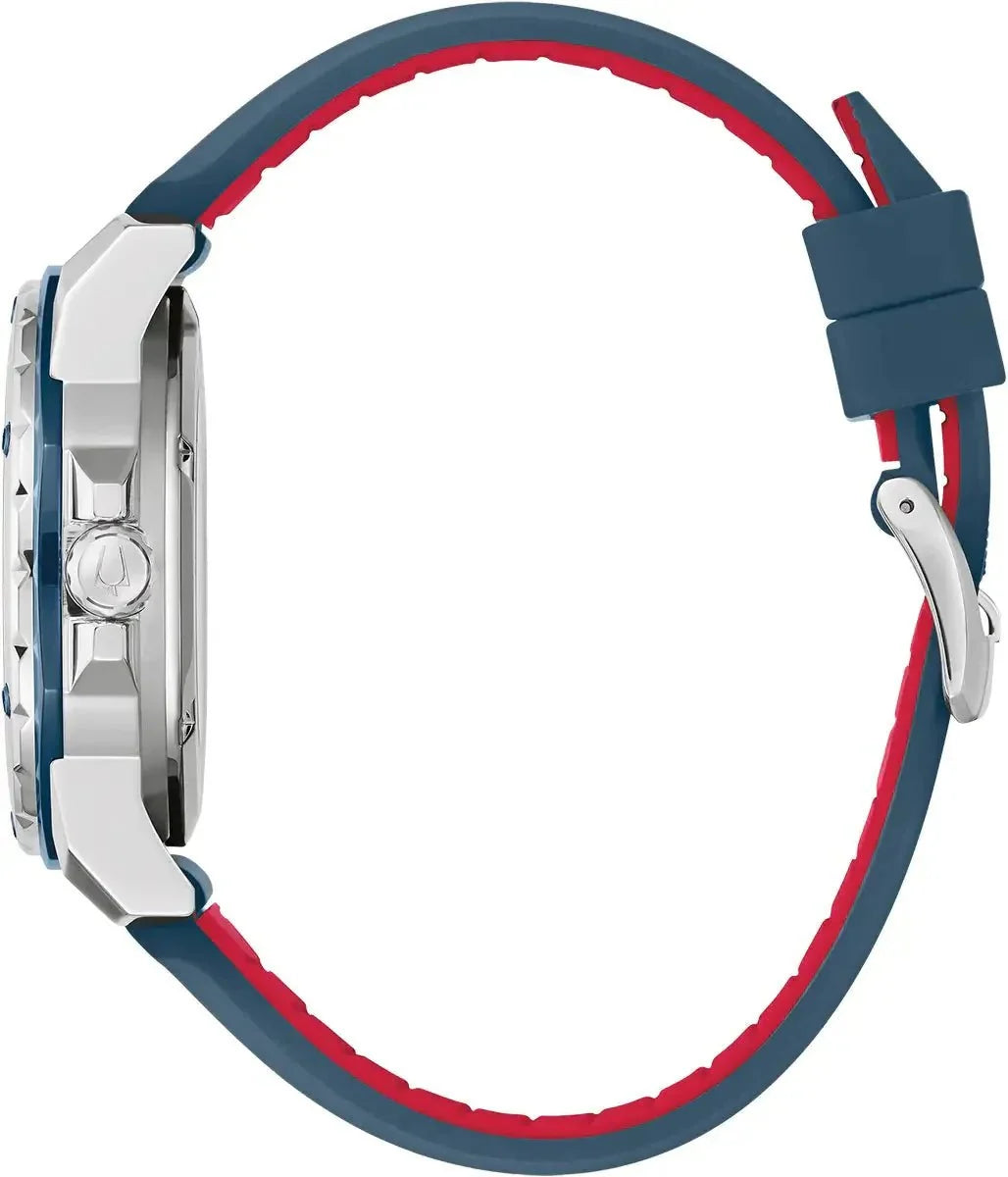 Bulova Marine Star Auto Mens Blue Watch 98a282 -korean beauty