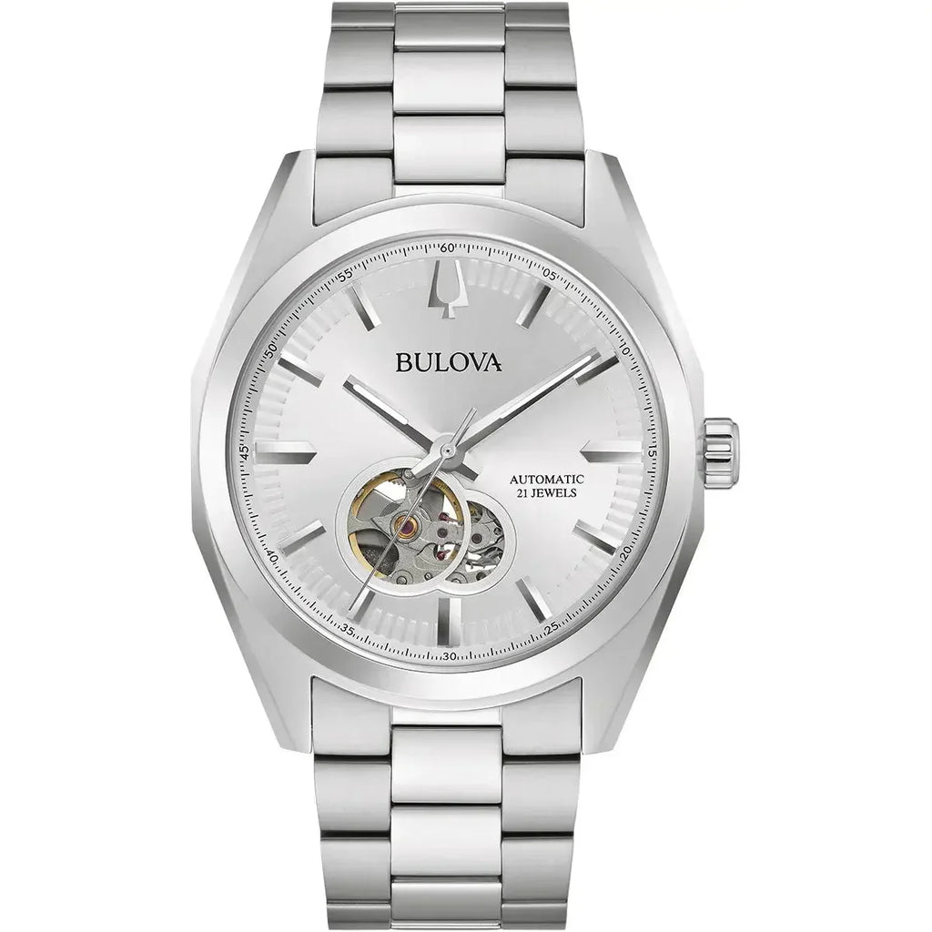 Bulova Surveyor Auto Mens Silver Watch 96a274 -korean beauty