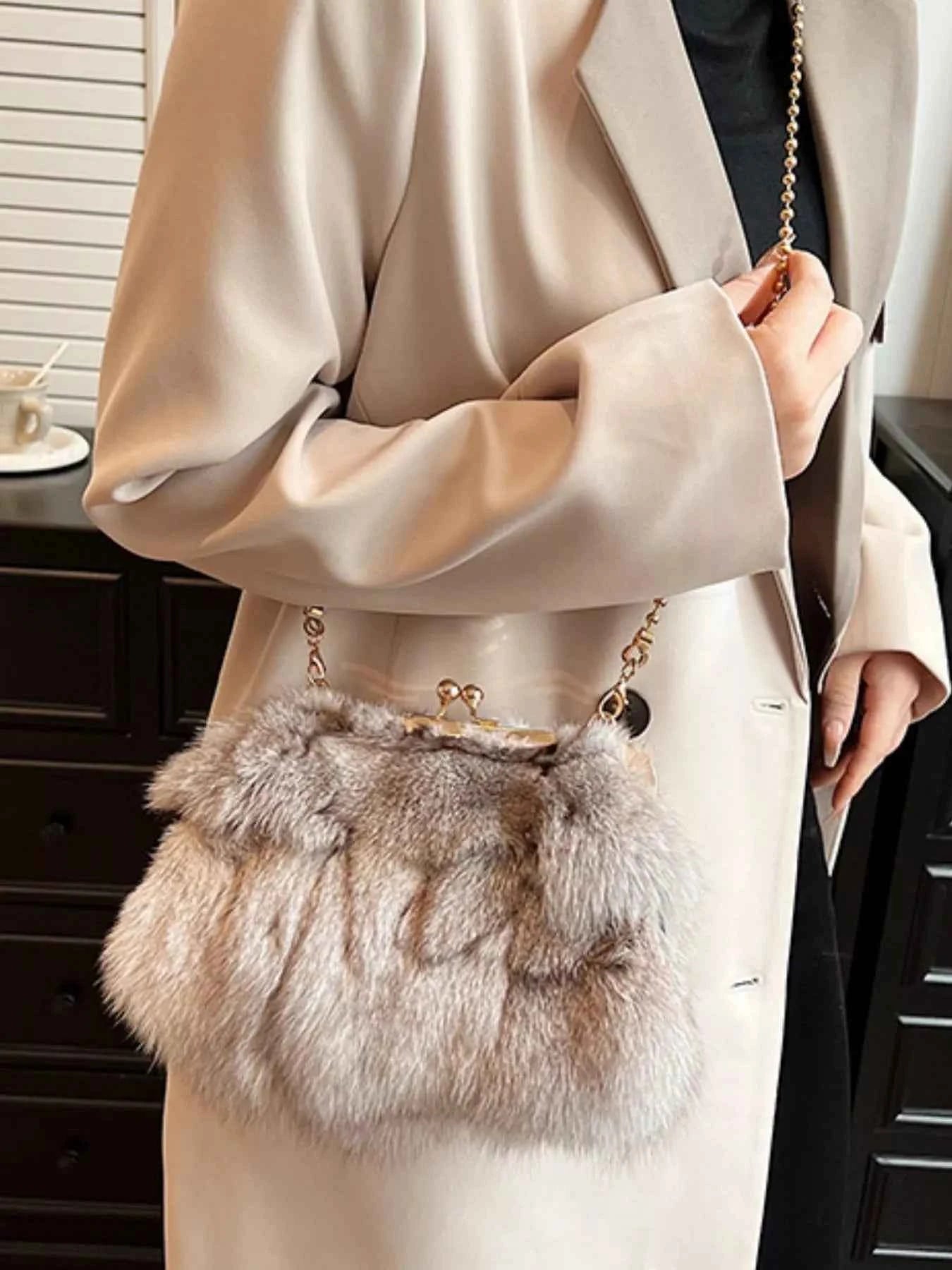 Furry Chain Crossbody Bag