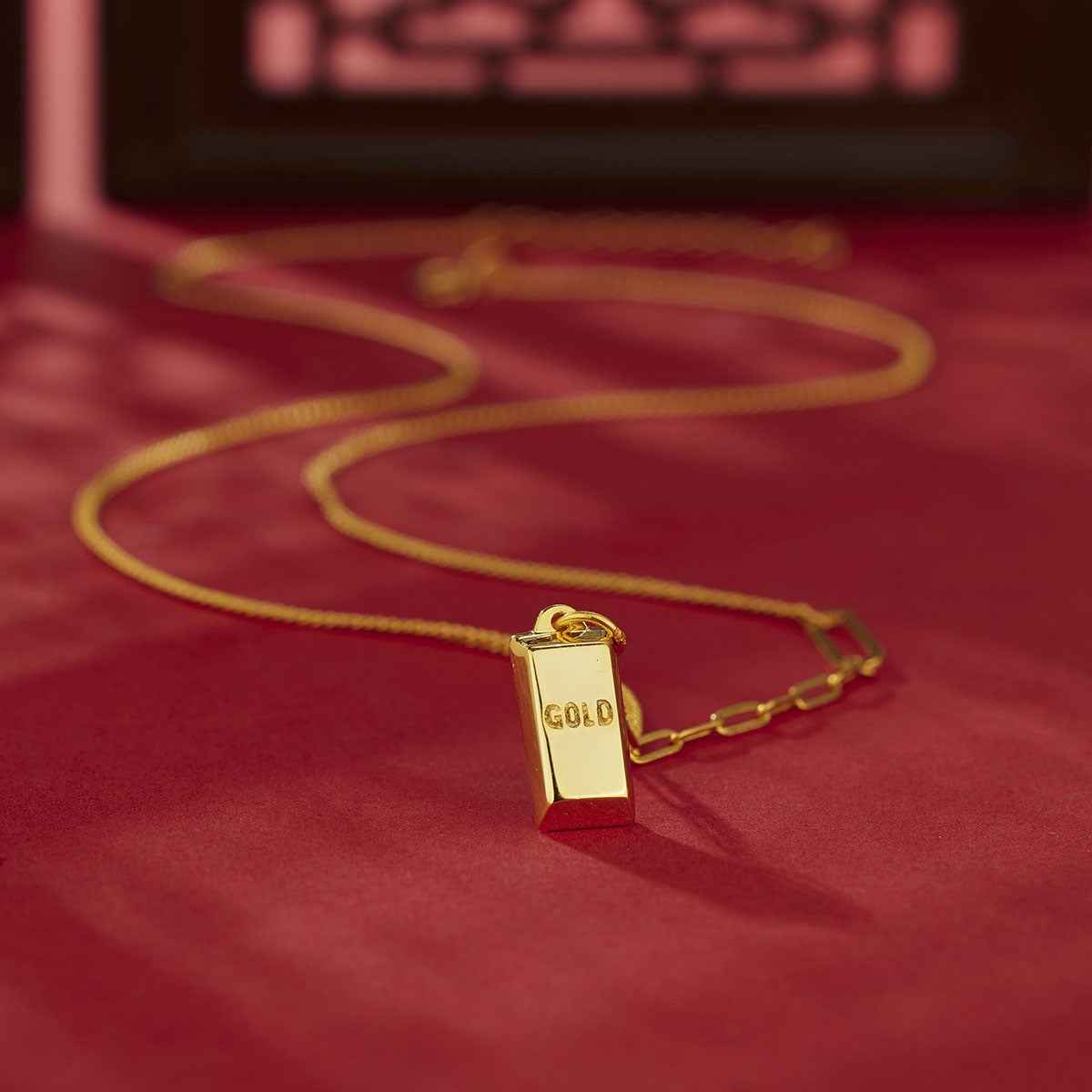 18K Gold-Plated Bar Pendant Necklace