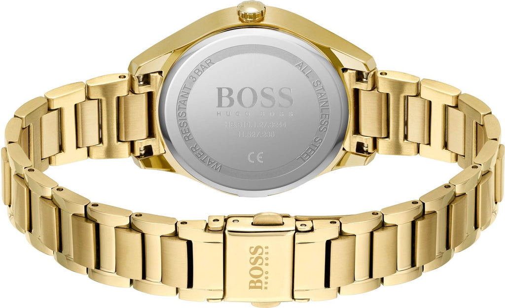 Hugo Boss Womens 1502584 Grand Course Quartz Gold Tone Stainless Steel Watch -korean beauty