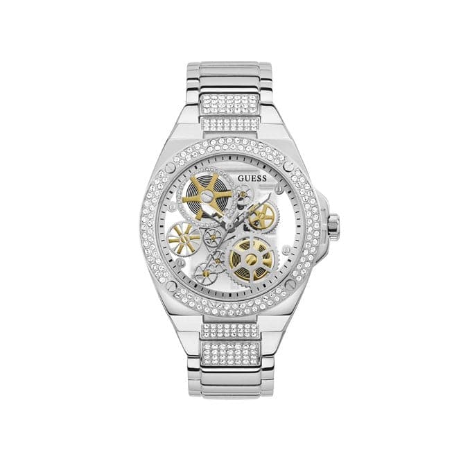 Guess Watches Big Reveal Mens Trend Silver Stainless Steel Watch Gw0323g1 -korean beauty