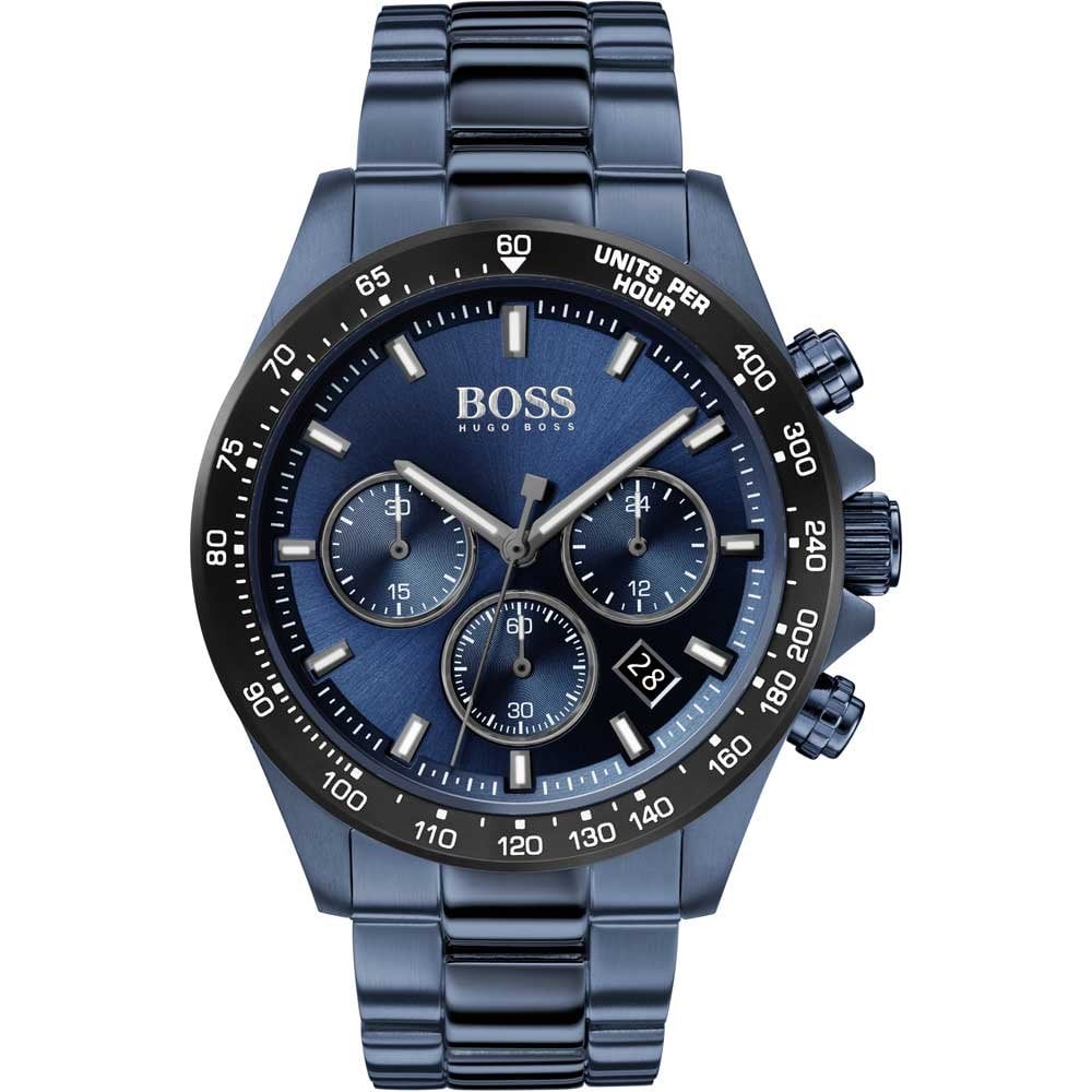 Hugo Boss Mens Hb1513758 Hero Blue Steel Chronograph Watch -korean beauty