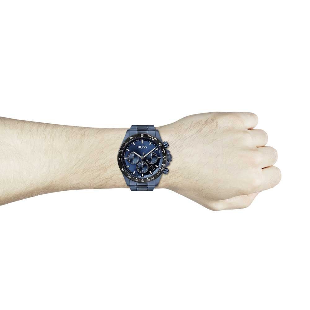 Hugo Boss Mens Hb1513758 Hero Blue Steel Chronograph Watch -korean beauty