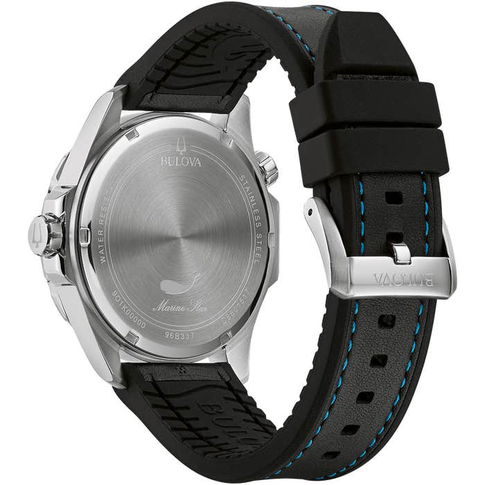 Marine Star Black Leather Watch 96b337 -korean beauty