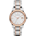 Burberry Ladies Watch Check Stamped Two Tone Bu9105 -korean beauty