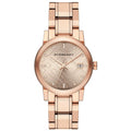 Burberry Ladies Watch Diamond Check Stamped Rose Gold Pvd Bu9126 -korean beauty