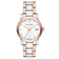 Burberry Ladies Watch Diamond Check Stamped Two Tone Bu9127 -korean beauty