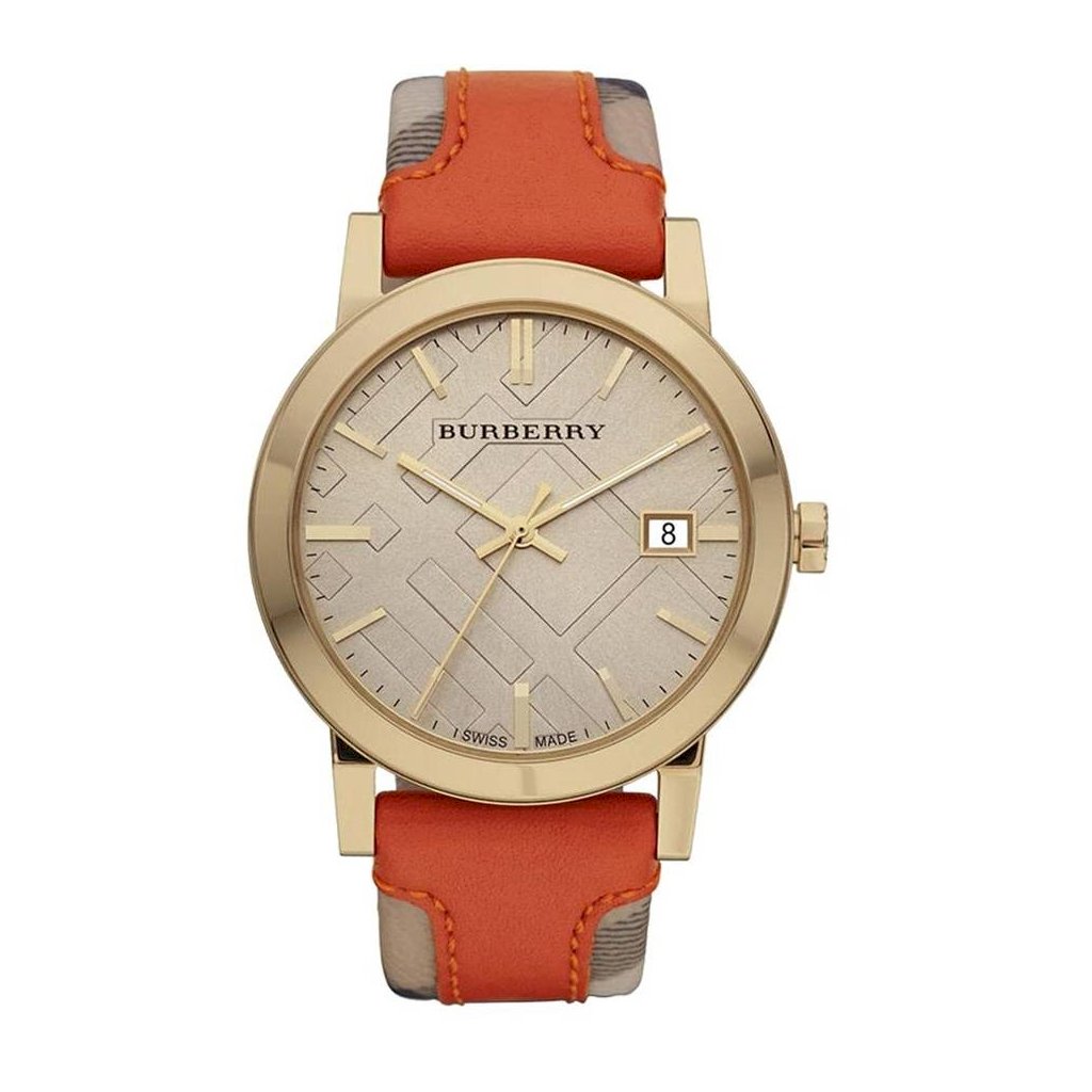 Burberry Ladies Watch The City Check Champagne Bu9016 -korean beauty