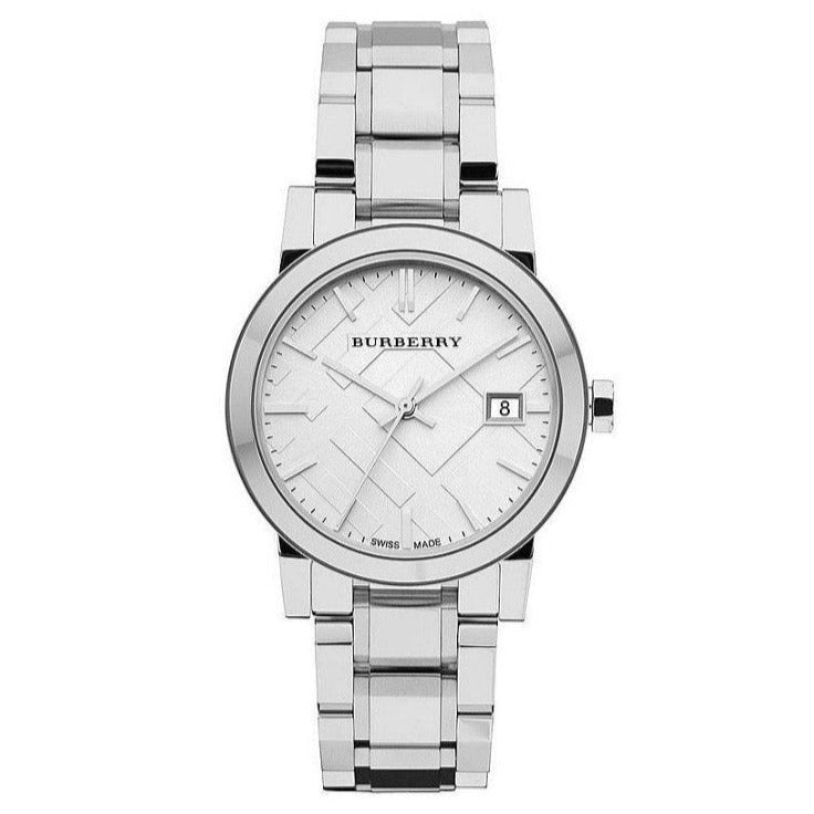 Burberry Ladies Watch Check Stamped Silver Bu9100 -korean beauty