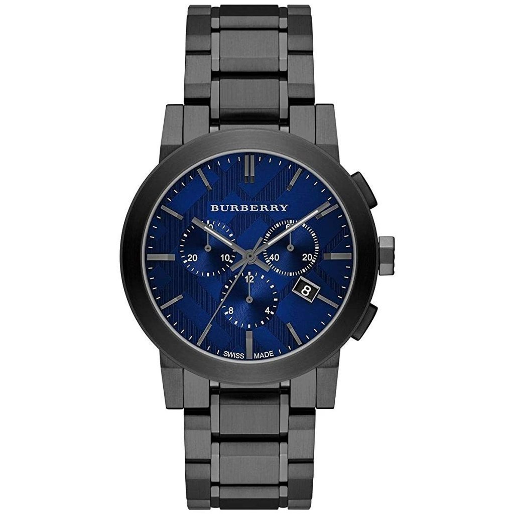 Burberry Mens Watch Chronograph The City Gun Metal Bu9365 -korean beauty