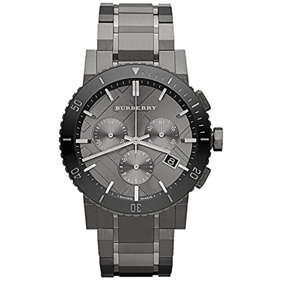 Burberry Mens Watch Chronograph The City Gunmetal Grey Bu9381 -korean beauty