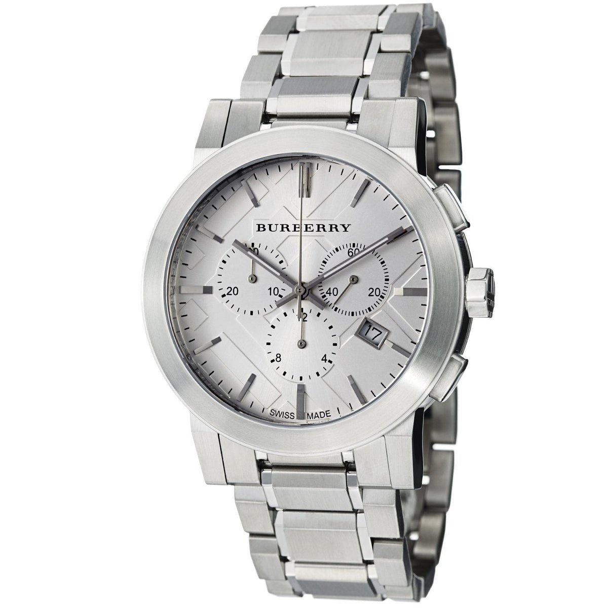 Burberry Mens Watch Chronograph The City Silver Bu9350 -korean beauty