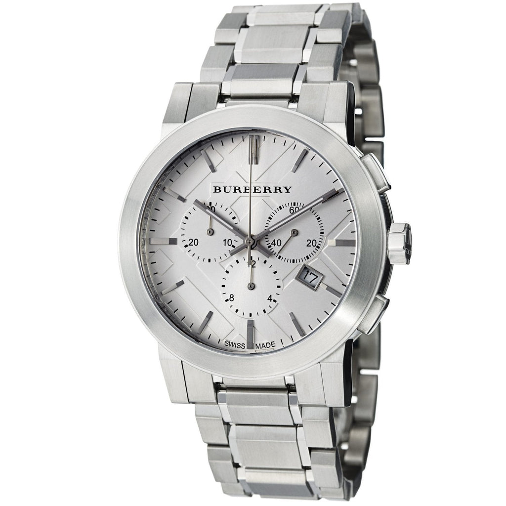 Burberry Mens Watch Chronograph The City Silver Bu9350 -korean beauty