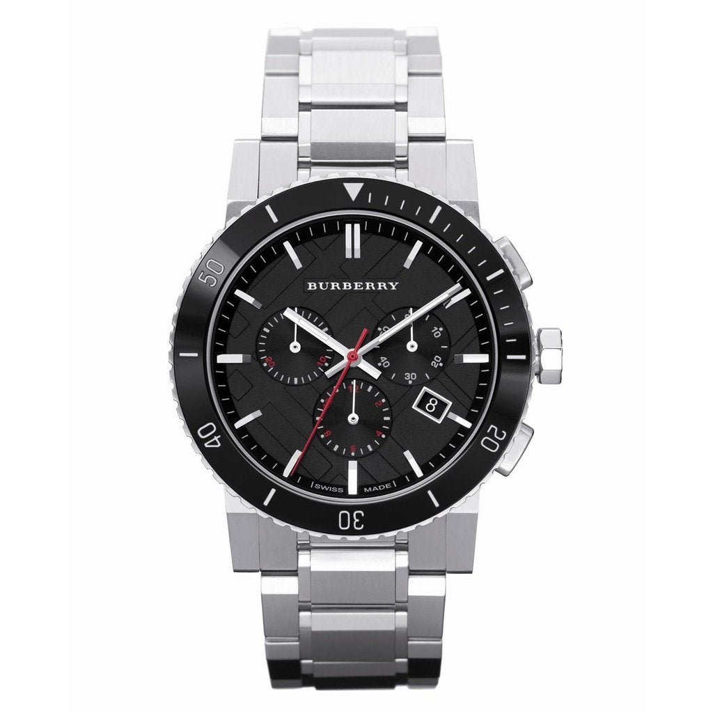 Burberry Mens Watch Chronograph The City Silver Bu9380 -korean beauty