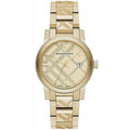 Burberry Mens Watch The City Engraved Checked Gold Bu9038 -korean beauty