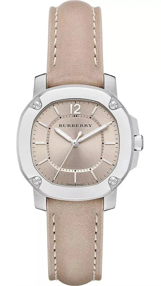 Burberry The Britain Brown Dial Brown Leather Strap Watch For Women Bby1700 -korean beauty