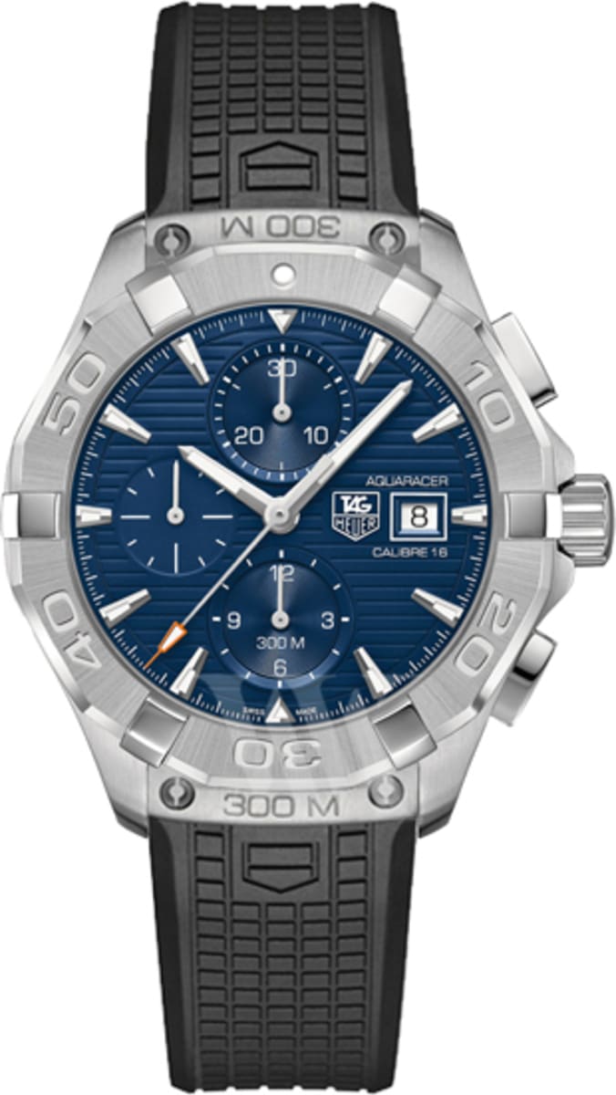 Tag Heuer Aquaracer Chronograph Blue Dial Black Rubber Strap Watch For Men Cay2112 Ft6041 -korean beauty