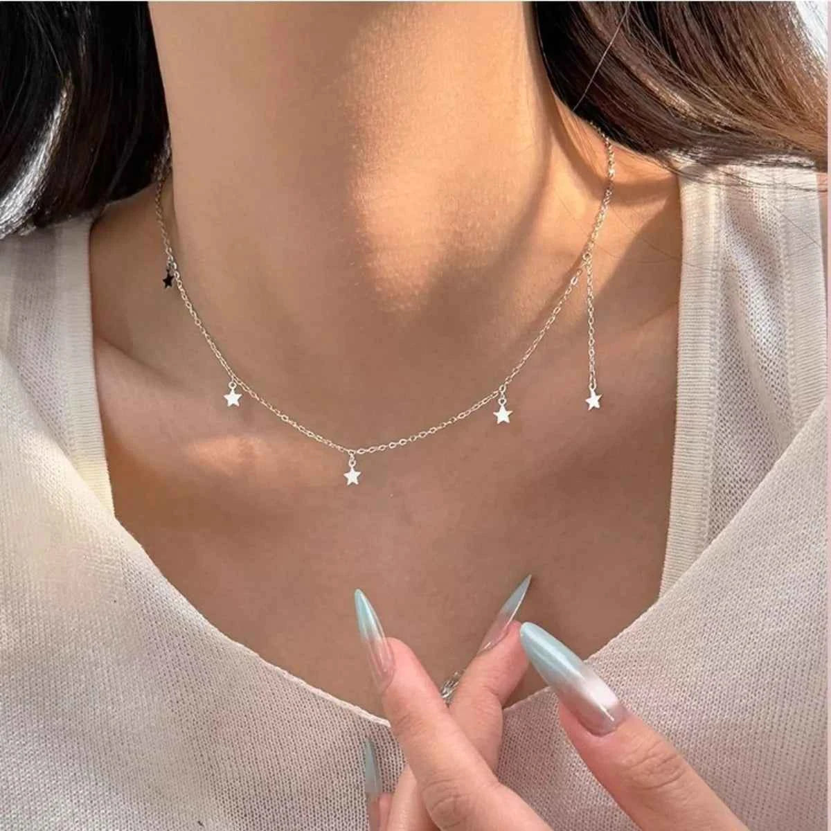 925 Sterling Silver Star Charm Necklace