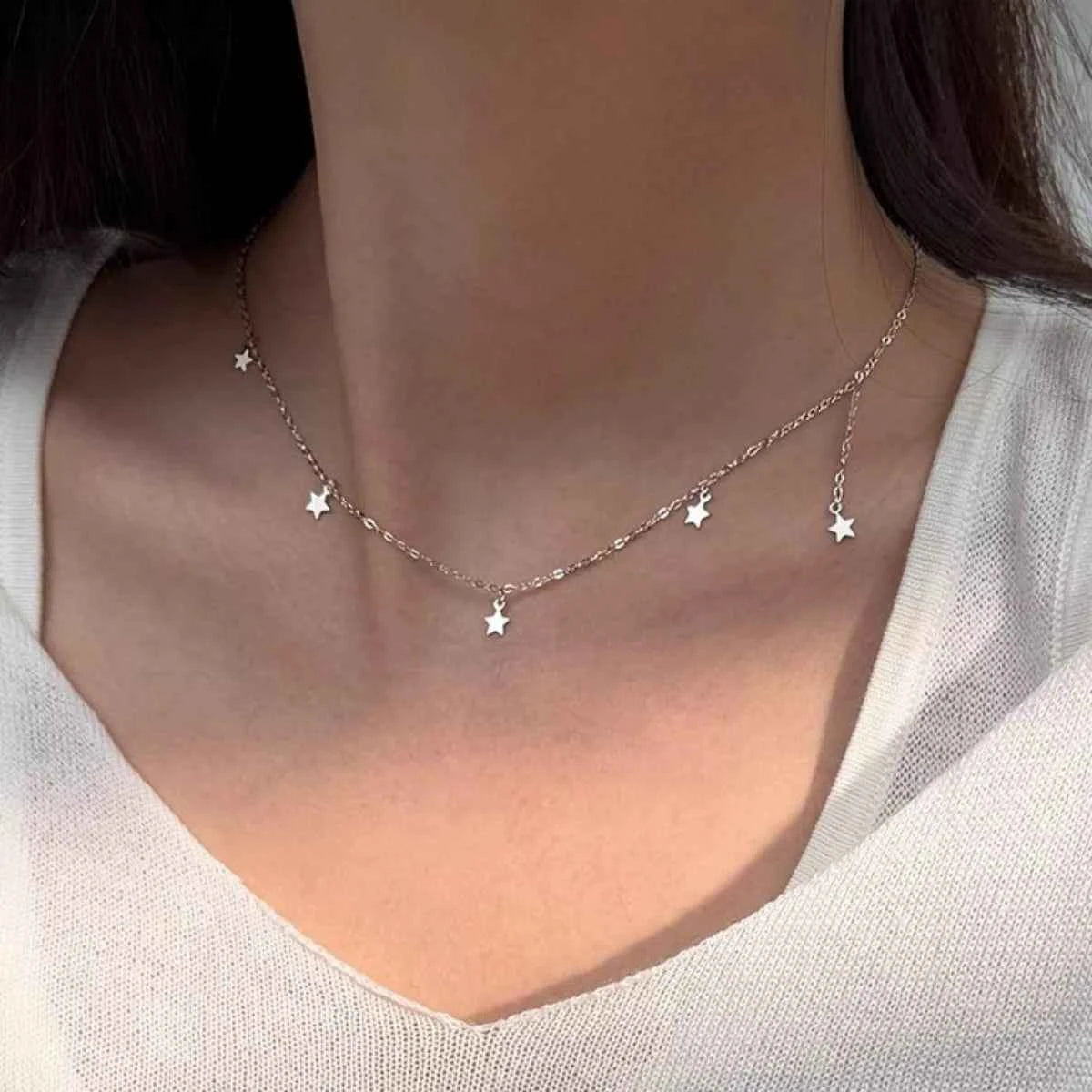 925 Sterling Silver Star Charm Necklace
