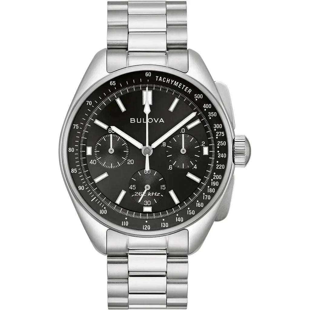 Bulova Lunar Pilot Chrono Mens Silver Watch 96k111 -korean beauty