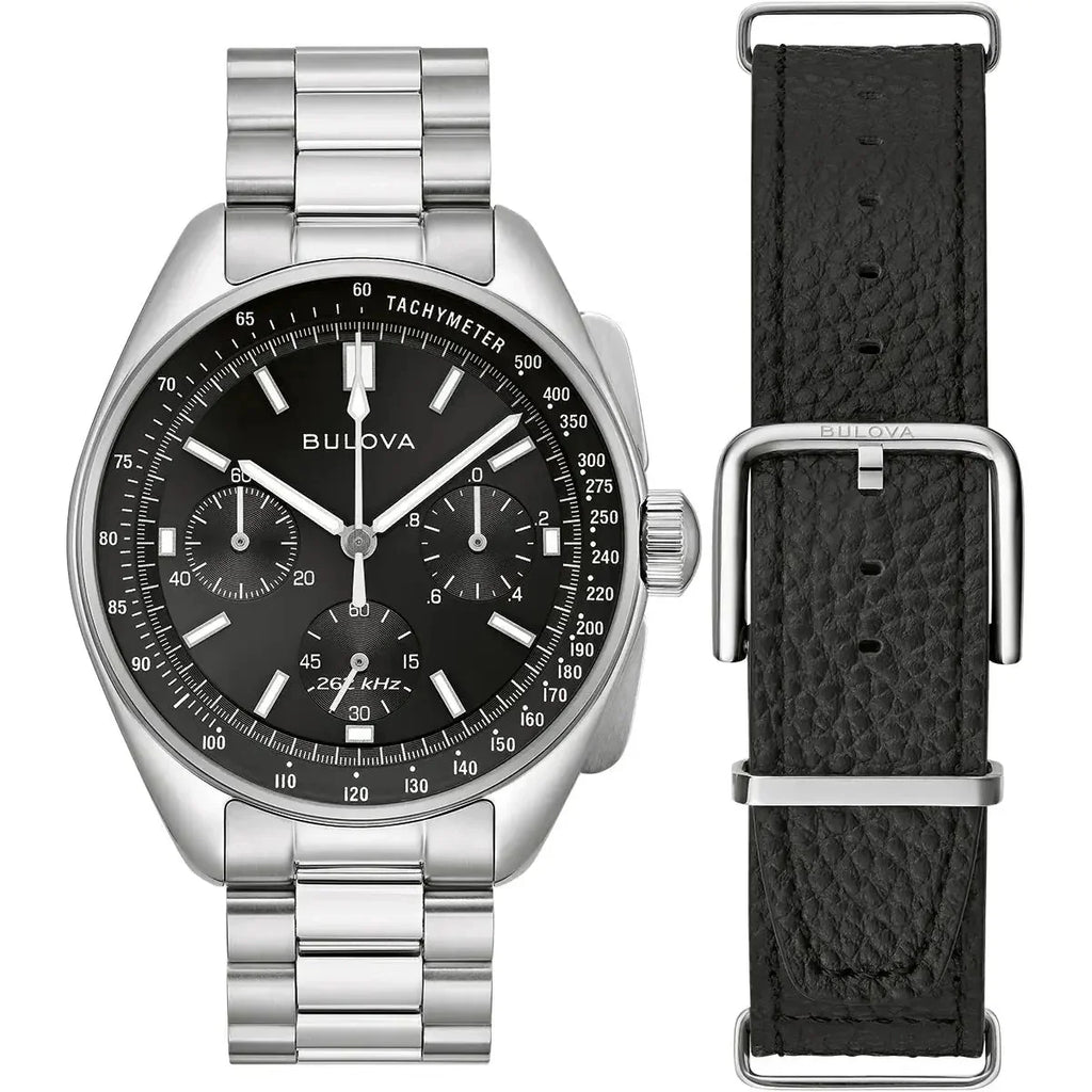 Bulova Lunar Pilot Chrono Mens Silver Watch 96k111 -korean beauty