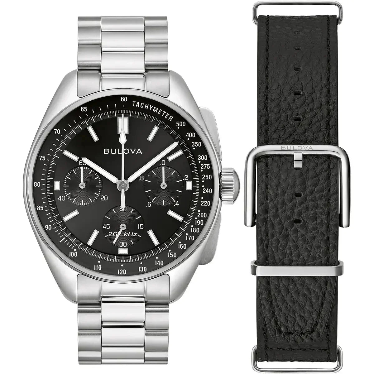 Bulova Lunar Pilot Chrono Mens Silver Watch 96k111 -korean beauty