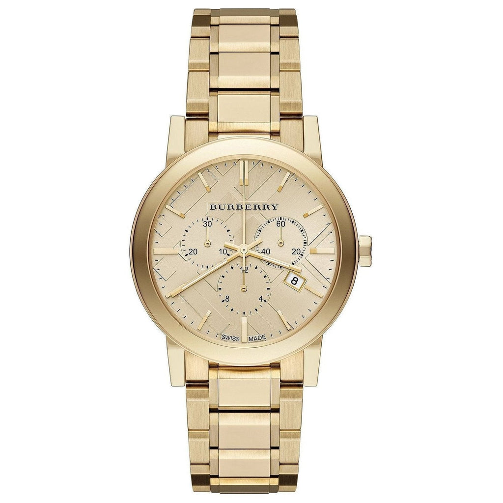 Ladies Gold Tone Stainless Steel Chronograph Burberry Watch Bu9753 -korean beauty