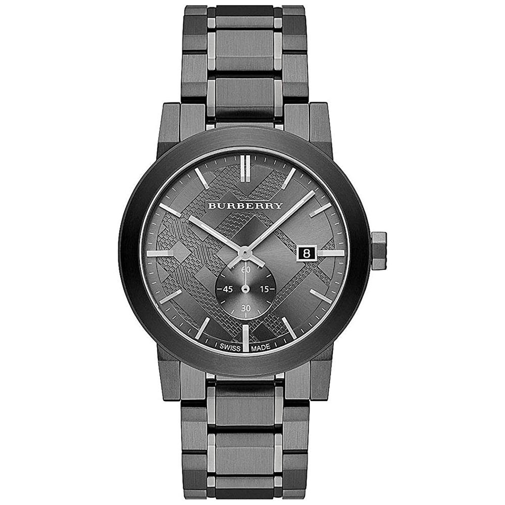 Mens Gunmetal Grey Stainless Steel Chronograph Burberry Watch Bu9902 -korean beauty