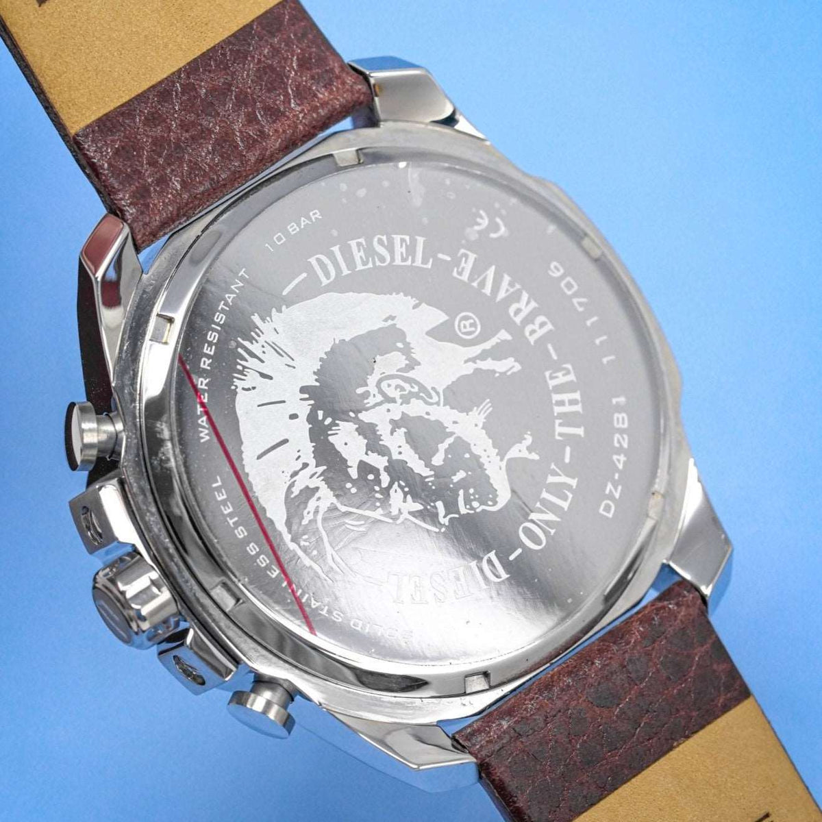 Diesel Dz4281 Men S Chronograph Mega Chief Blue Brown Watch -korean beauty