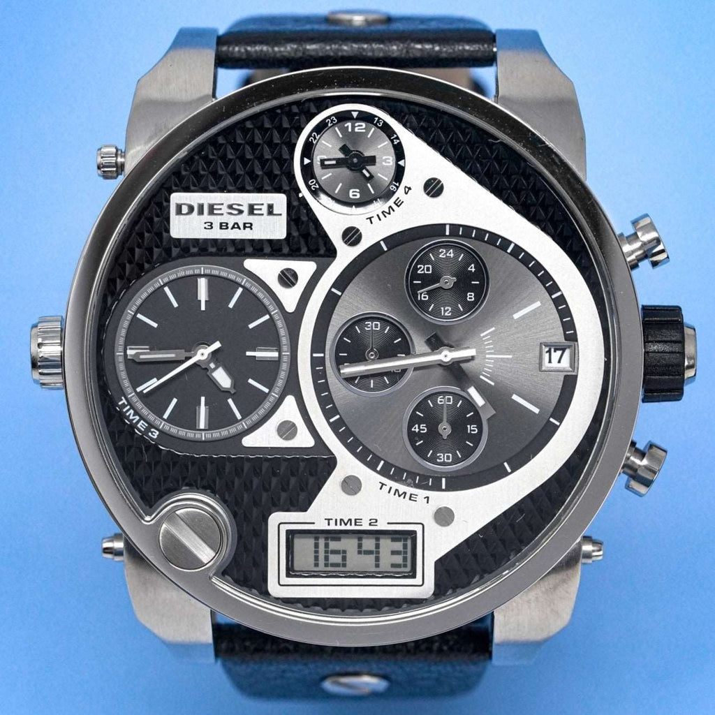 Diesel Dz7125 Men S Chronograph Big Daddy Silver Black Watch -korean beauty