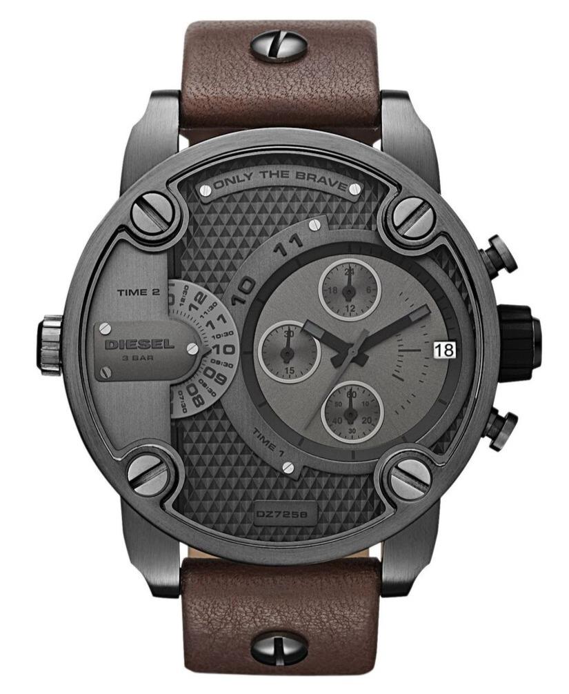 Diesel Dz7258 Men S Chronograph Little Daddy Gun Metal Brown Watch -korean beauty