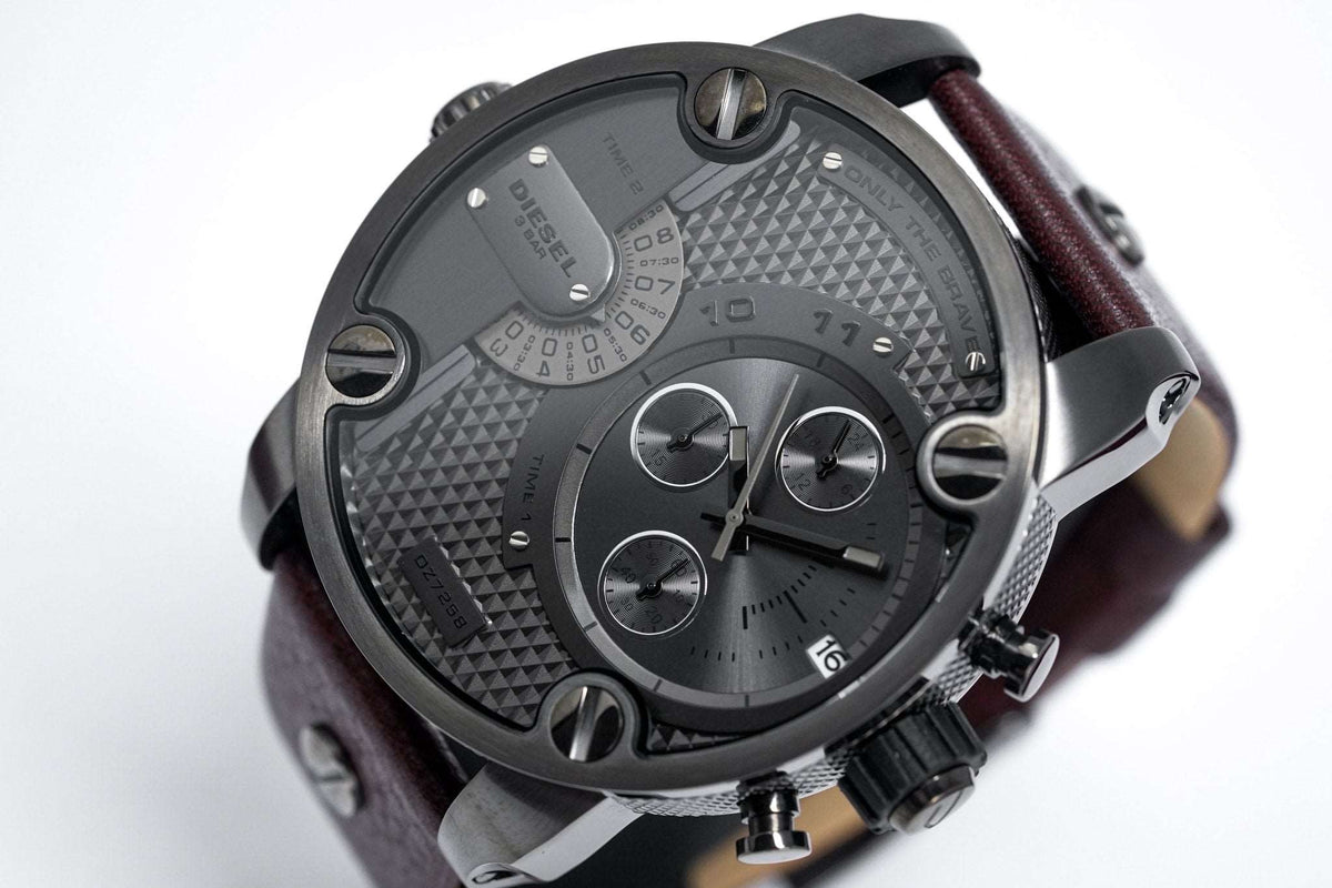 Diesel Dz7258 Men S Chronograph Little Daddy Gun Metal Brown Watch -korean beauty