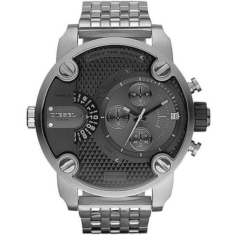 Diesel Dz7259 Men S Chronograph Little Daddy Black Silver Watch -korean beauty