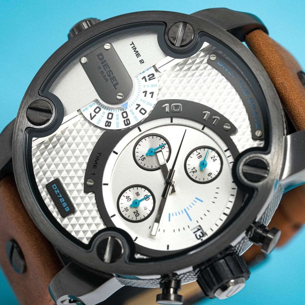 Diesel Dz7269 Men S Chronograph Little Daddy White Brown Watch -korean beauty