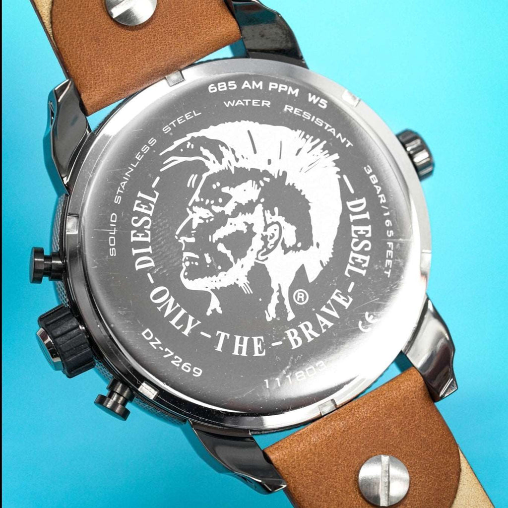 Diesel Dz7269 Men S Chronograph Little Daddy White Brown Watch -korean beauty