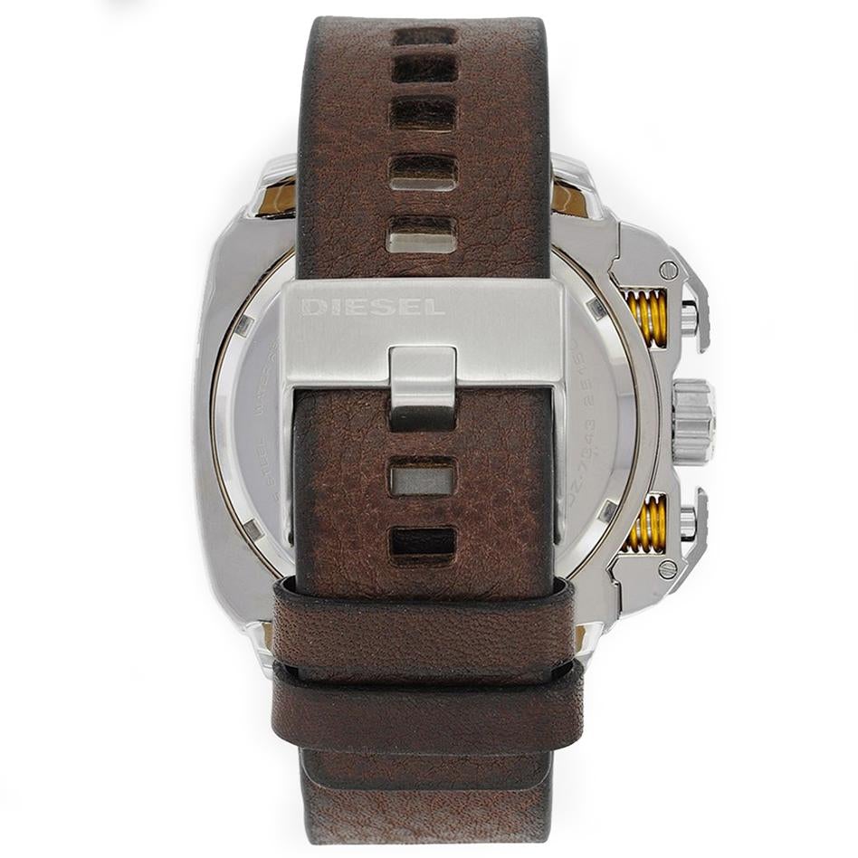 Diesel Dz7343 Men S Bamf Beige Leather Chronograph Watch -korean beauty