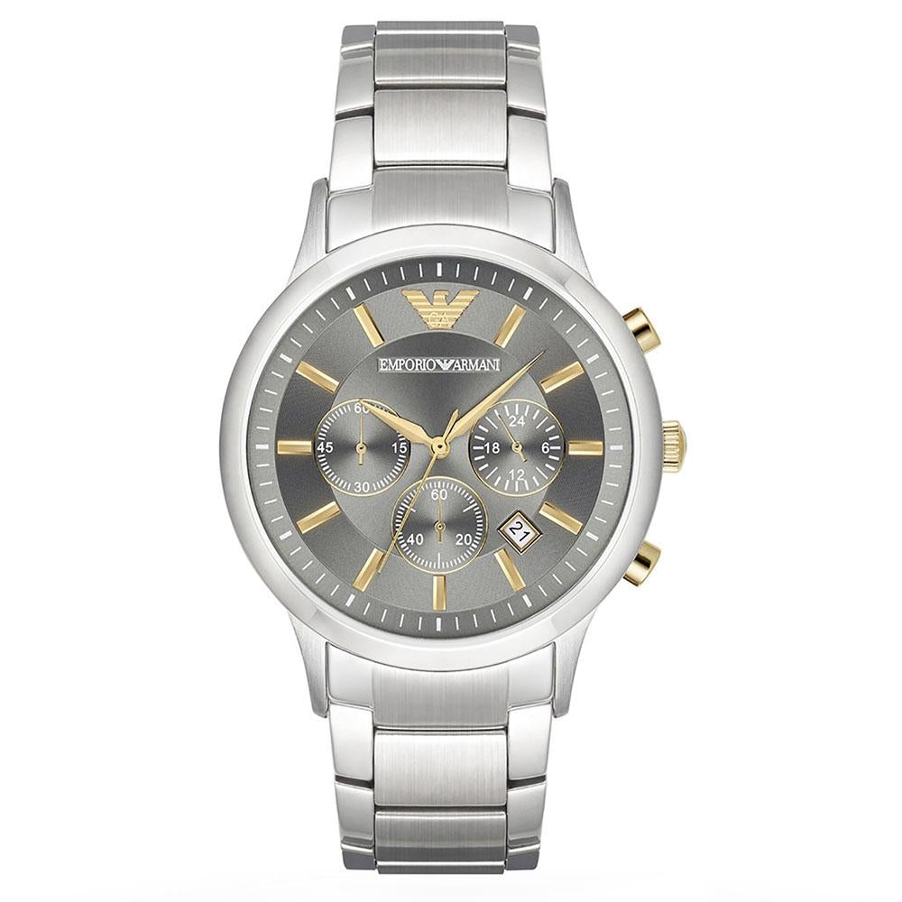 Emporio Armani Ar11047 Men S Silver Chronograph Watch -korean beauty
