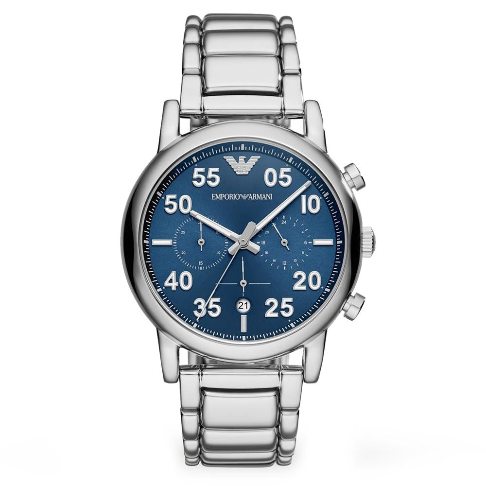 Emporio Armani Ar11132 Men S Luigi Silver Chronograph Watch -korean beauty