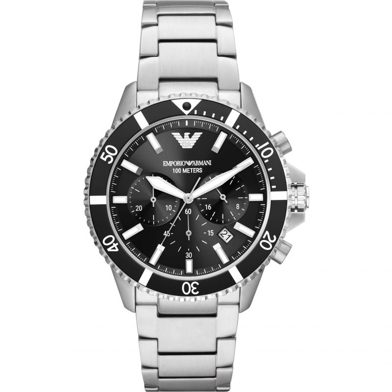 Emporio Armani Ar11360 Men S Diver Chronograph Steel Watch -korean beauty