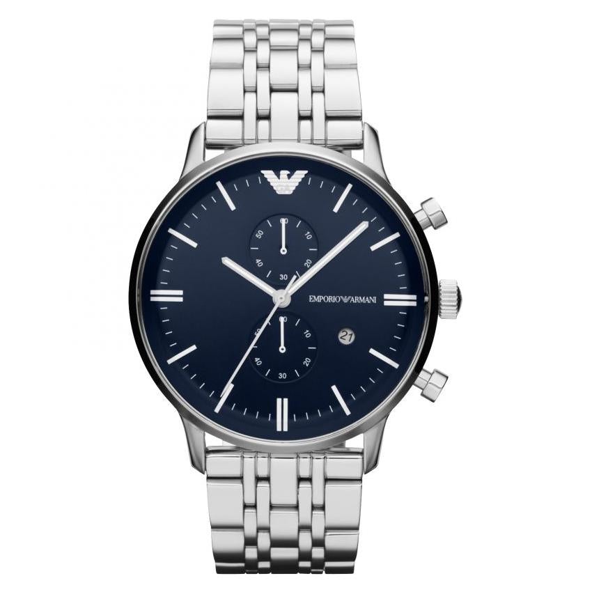 Emporio Armani Ar1648 Men S Silver Chronograph Watch -korean beauty
