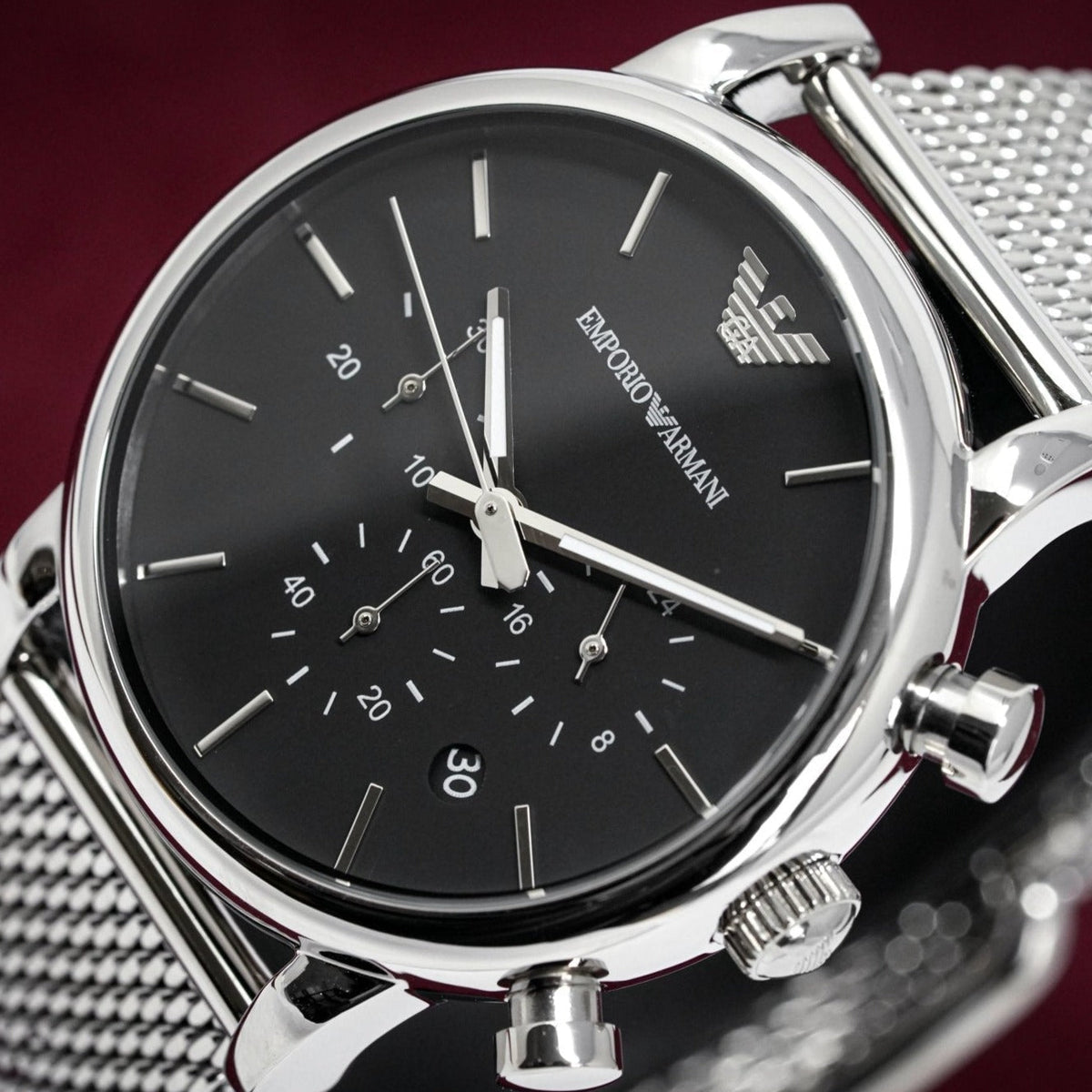 Emporio Armani Ar1808 Men S Luigi Chronograph Mesh Watch -korean beauty