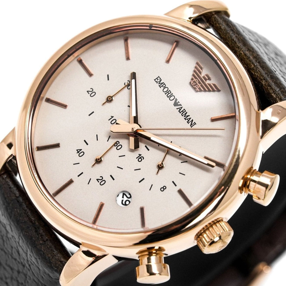 Emporio Armani Ar1809 Men S Luigi Chronograph Rose Gold Pvd Watch -korean beauty