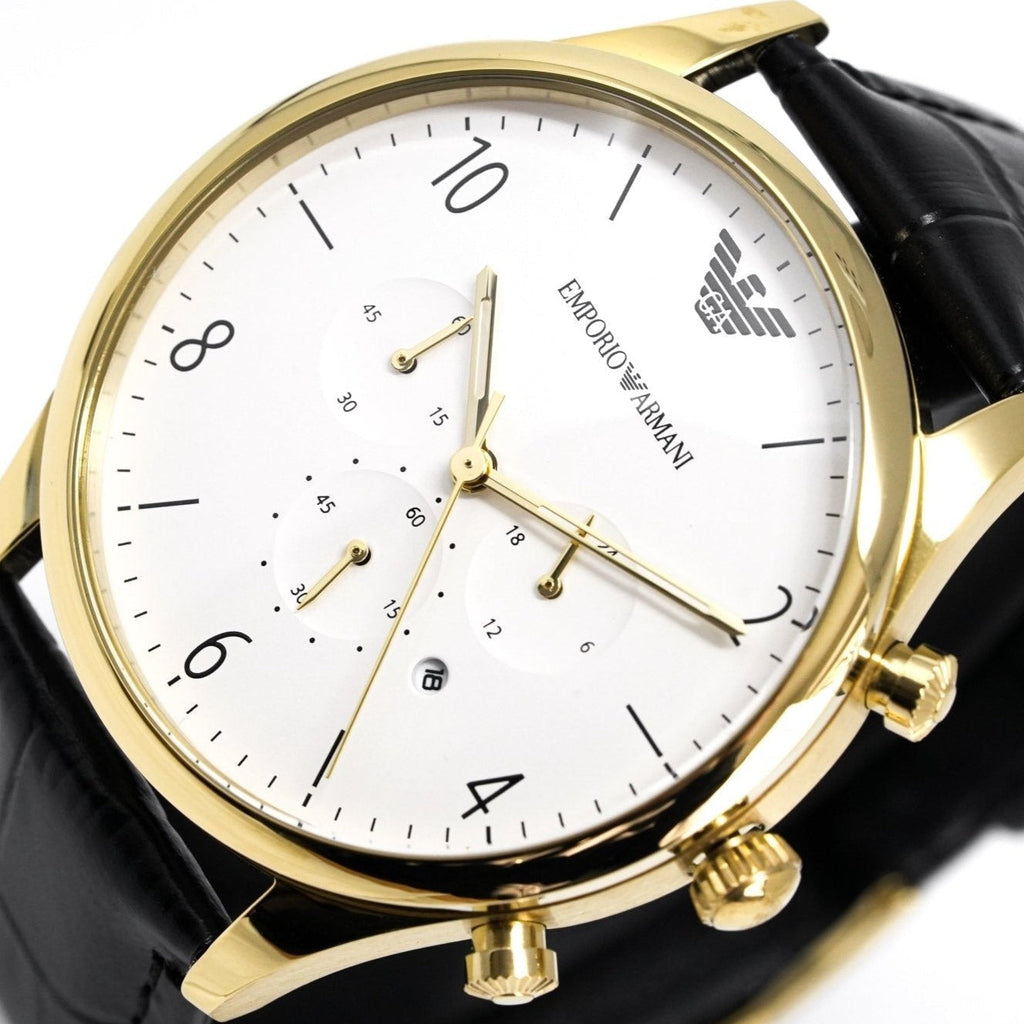 Emporio Armani Ar1892 Men S Chronograph Gold Pvd Watch -korean beauty