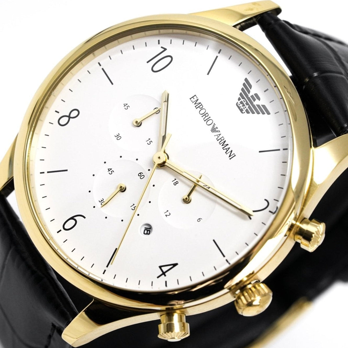 Emporio Armani Ar1892 Men S Chronograph Gold Pvd Watch -korean beauty