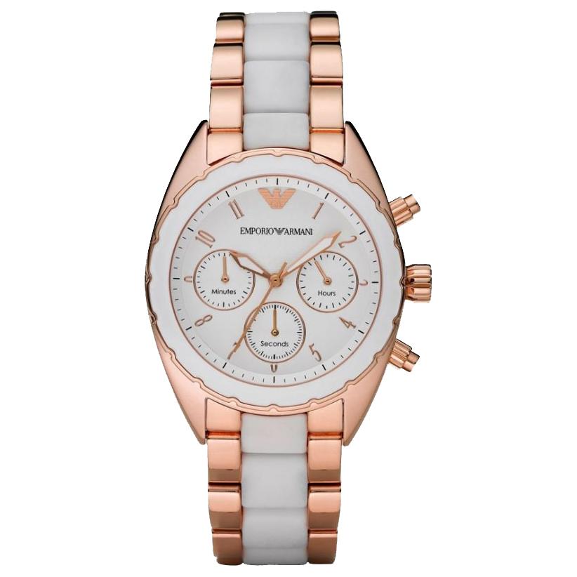 Emporio Armani Ar5942 Ladies Rose Gold Chronograph Watch -korean beauty