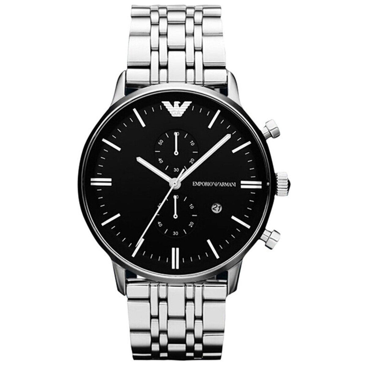Emporio Armani Ar80009 Men S Silver Chronograph Watch -korean beauty