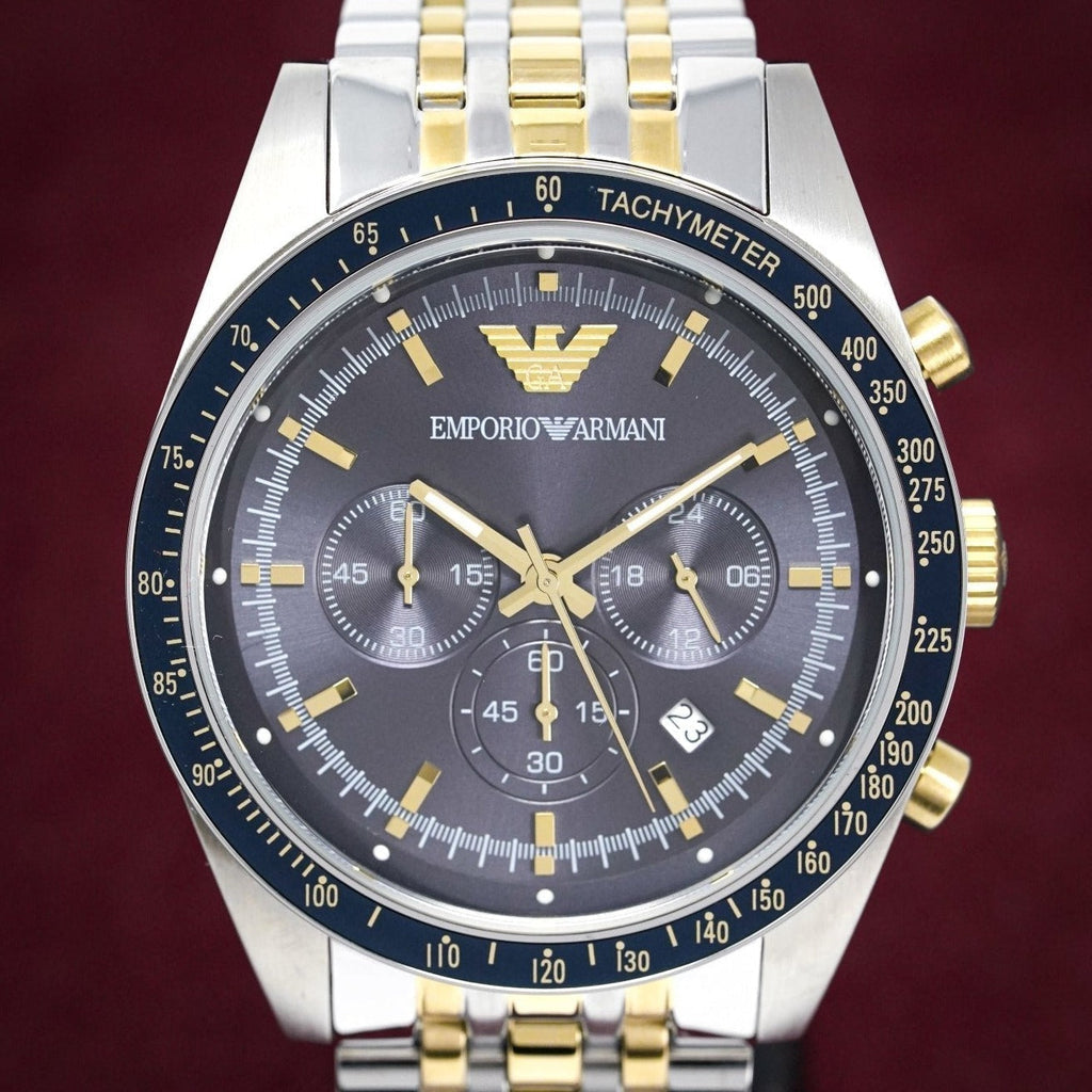 Emporio Armani Ar8030 Men S Tazio Chronograph Two Tone Watch -korean beauty