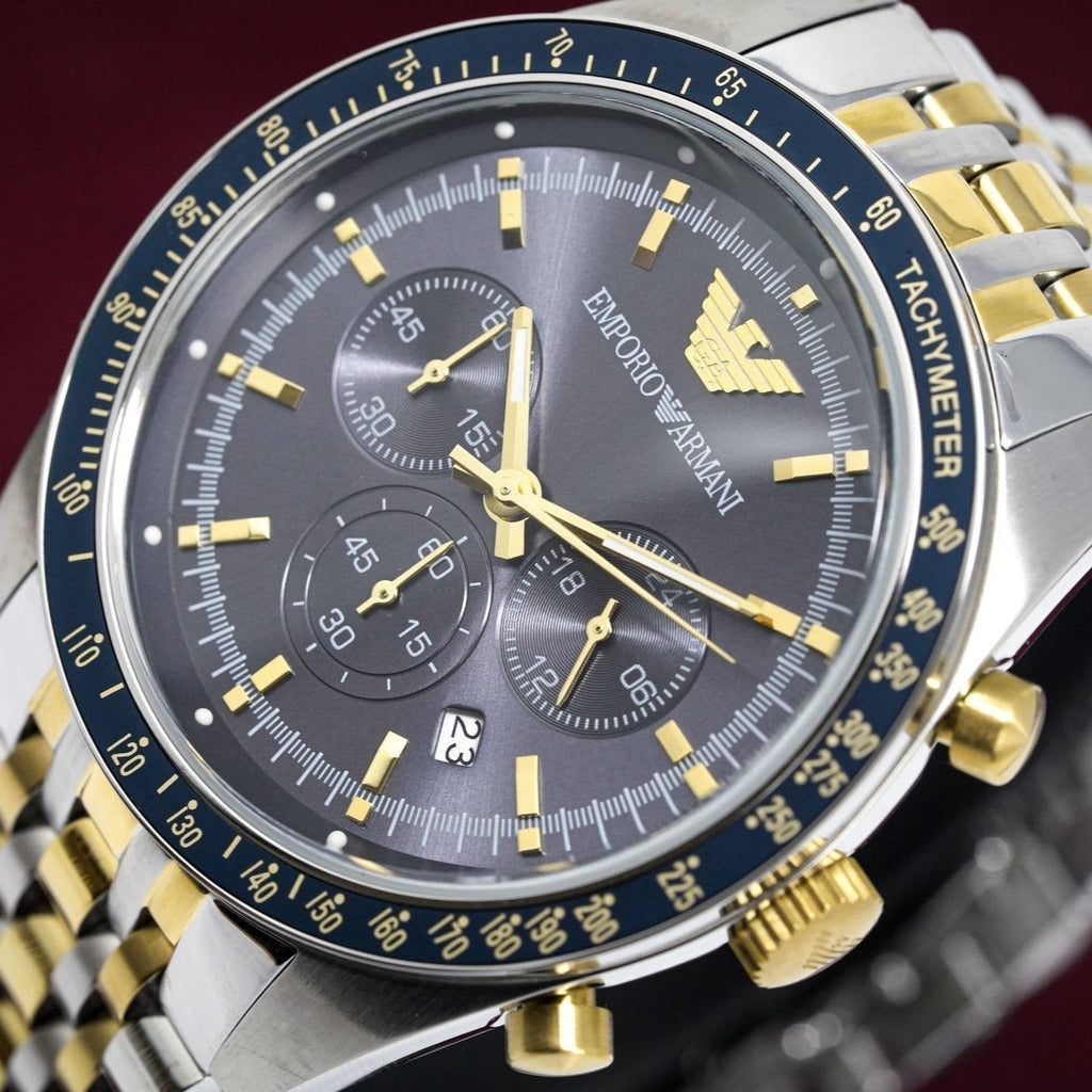 Emporio Armani Ar8030 Men S Tazio Chronograph Two Tone Watch -korean beauty